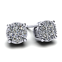 Round Cluster Diamond Stud Earrings 